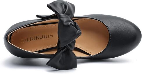 LIURUIJIA Women's Bow Mary Janes Block Heel Pumps Dress Shoes | Round Toe Ankle Strap, 2.36" Chunky Heel Vintage Dress Shoes for Office, Party, Church, Wedding & Daily Wear in Saudi Arabia