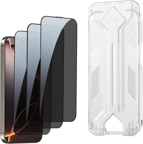 3 Pack for iPhone 15 Pro Max 6.7 inch Tempered Glass Screen Protector, Privacy Protection, Auto Positioning, Bubble Free, Easy Installation, Tempered glass in Saudi Arabia