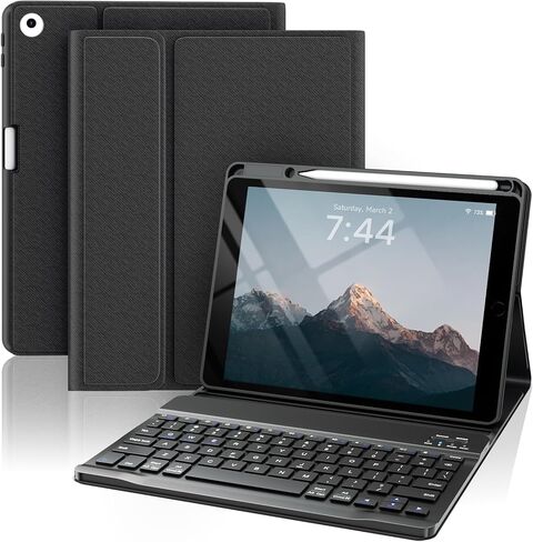 Keyboard Case for iPad 9.7 6th 2018/5th gen 2017/ Air 2-7 Color Wireless Backlit Keyboard - Detachable Slim Folio Cover with Pencil Holder (Pink) in Saudi Arabia