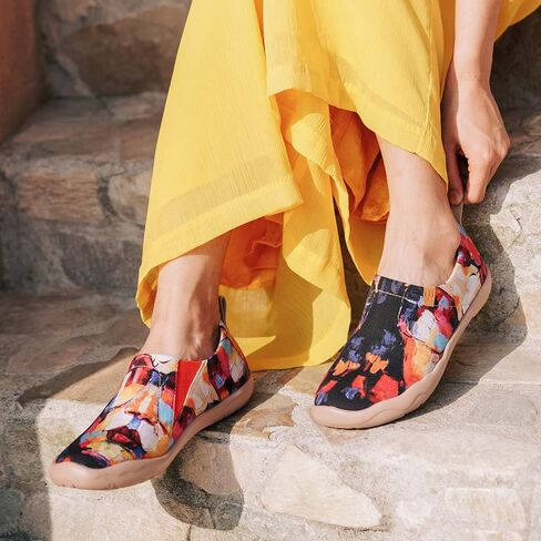 UIN Women's Artistic Slip-On Shoes Vibrant Floral Casual Loafers Lightweight Comfortable Travel Footwear in Saudi Arabia