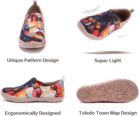 UIN Women's Artistic Slip-On Shoes Vibrant Floral Casual Loafers Lightweight Comfortable Travel Footwear in Saudi Arabia