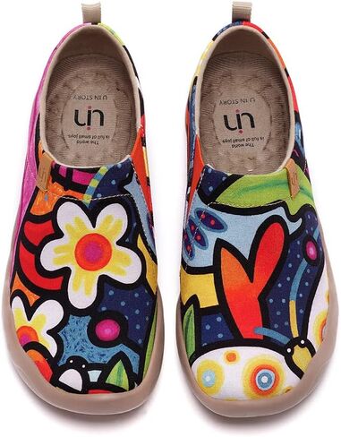UIN Women's Artistic Slip-On Shoes Vibrant Floral Casual Loafers Lightweight Comfortable Travel Footwear in Saudi Arabia