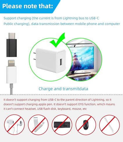 Lightning Male to USB C Female Charging Adapter (3 Pack) for iPhone 14 13 12 11 Pro Max Mini 7 8 Plus X Xs Xr Se Ipad Air 2019 Apple Dongle Type C Charger Cable Port Converter Cord Data Sync Connector in Saudi Arabia