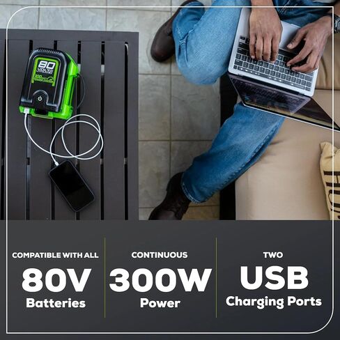 Greenworks Pro 80V (300 Watt) Power Inverter, 120V AC, for Charging Small Electronics, Smart Phones, Tablets, Small Televisions, Tool-Only, IV80A00 in Kuwait