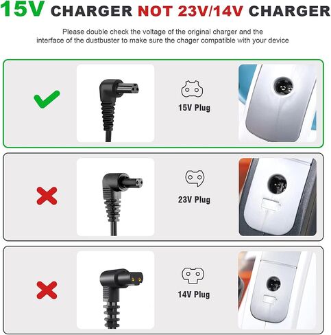 15V شاحن متوافق مع Black and Decker 90627870 Dustbuster Handheld HHVI315Jo42 HHVI320JR02 HFVB320J27 HLVA320JS10 S003AQU1500015 PONCITION PORCID in Kuwait