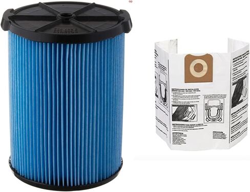 RIDGID 72952 Model VF5000 3-Layer Pleated Paper Vacuum Filter for RIDGID 5-20 Gallon Vacuums, Green & - 23743 VF3502 High Efficiency, Dry Pickup Dust Bags for 12-16 Gallon Wet/Dry Vacuums (2 Pack) in Saudi Arabia