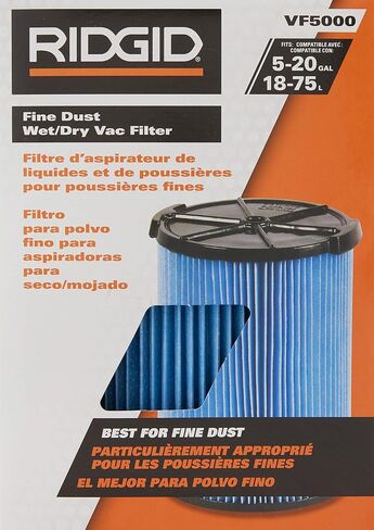 RIDGID 72952 Model VF5000 3-Layer Pleated Paper Vacuum Filter for RIDGID 5-20 Gallon Vacuums, Green & - 23743 VF3502 High Efficiency, Dry Pickup Dust Bags for 12-16 Gallon Wet/Dry Vacuums (2 Pack) in Saudi Arabia