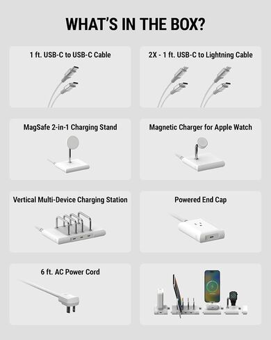 نظام Scosche BL2PEACWT-AP BaseLynx™ 2.0 المعياري، منفذ شاحن USB-C بقدرة 67 وات وملحق مخرج تيار متردد متوافق مع Apple iPhone وiPad وMacBook والمزيد، ومحطة شحن لأجهزة متعددة، أبيض in Kuwait