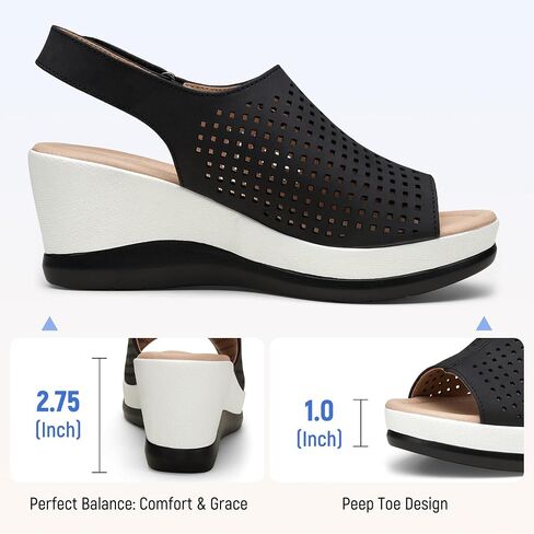 Jeossy Women's Platform Wedge Sandals Slip On 825 Peep Toe High Heel Sandals in Kuwait
