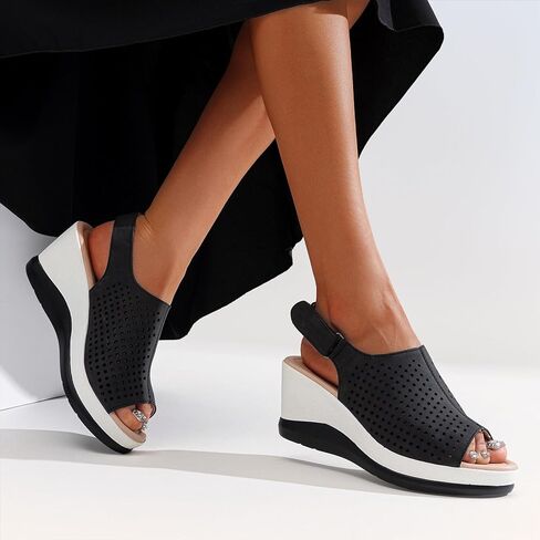 Jeossy Women's Platform Wedge Sandals Slip On 825 Peep Toe High Heel Sandals in Kuwait