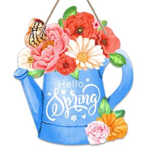 SICOHOME Hello Spring Door Sign Welcome Door Sign Round Decorative Wall Sign 11.5" Front Door Home Hanging Sign Spring Welcome Sign Front Door Decoration Gift for Front Door Signs Kitchen Living