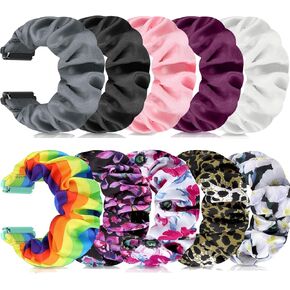 10 PACK Scrunchie Bands Compatible with Fitbit Versa/Versa 2/Versa Lite Special Edition Women Girl Elastic Stretch Fabric Strap Pattern Printed Scrunchy Replacement Bracelet Wristband
