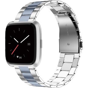 Wearlizer Stainless Steel Compatible for Fitbit Versa/Versa 2 /Versa Lite/Versa SE Bands Women Men,Ultra-Thin Lightweight Replacement Compatible for Fitbit Versa