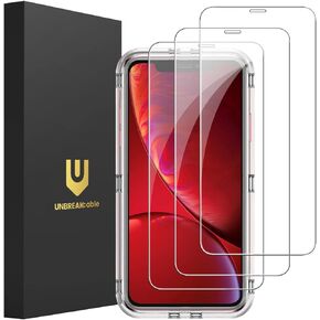 UNBREAKcable 3-Pack Screen Protector for iPhone 11/iPhone XR, Double Shatterproof Tempered Glass [Easy Installation Frame] [9H Hardness] [99.99% HD Clear] [Case Friendly] for iPhone 11/iPhone XR 6.1"