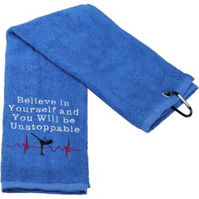 PXTIDY Ice Skate Towel Figure Skating Gift Believe in Yourself and You Will Be Unstoppable Embroidered Sports Teem Hand Towel Gift for Skating Lover Skating Team (Sport)