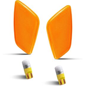 HERCOO LED Park Signal Side Marker Lights Lamps Cover Lens Amber Bulbs Driver and Passenger Front Marker Light Housing Assembly Compatible with Jeep Wrangler 1997-2006