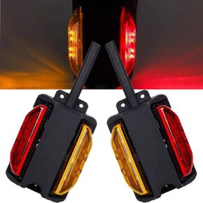 NEWSUN® 2*7 LED Fender Lights Kit, Pre-Wired Dual Side 4X5", Higher Power LED, Turn Signal Marker, Trailer Clearance Marker Lights, Amber & Red, RH&LH, for Boat Utility Trailer Hauler Car, Water-proof