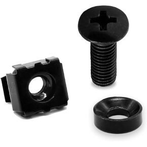 M5 & M6 Rack Screws and Cage Nuts, Computer Rack Mount Cage Screws & Nuts & Washers for Server Console Mounting, Rack Mount, Cabinets(M5x16mm, M6x16mm, M6x20mm, Each Size Sets of 10)
