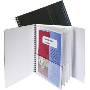 C-Line 10-Pocket Poly Portfolio with Write-on Tabs, Spiral-Bound, 5-Tab, Clear with Assorted Color Tabs, Box of 12 Portfolios (33650-12)