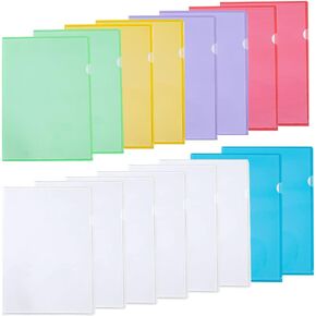 مجلد ملفات شفاف، FOME 16 قطعة من أكمام المشروع الملونة، مجلدات مشروع شفافة تناسب حجم الحروف وحجم A4، واقيات أوراق الورق من النوع L لمدرسة المكتب 12 بوصة × 8.6 بوصة in Kuwait