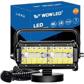 WFPOWER Magnetic LED Work Light Bar, 48W LED Combo Beam Light Pod with Magnetic Base Mount, Portable LED Light Flood and Spot for Camping Car SUV Boat Bar Truck Driving Lamp Fog Lights