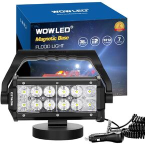 WFPOWER Magnetic LED Work Light Bar, 48W LED Combo Beam Light Pod with Magnetic Base Mount, Portable LED Light Flood and Spot for Camping Car SUV Boat Bar Truck Driving Lamp Fog Lights