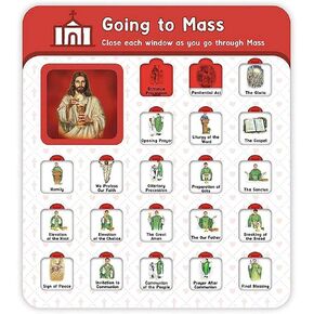 Going to Mass Window Chart Activity for Catholic Kids, Vacation Bible School, Christian Sunday Church, 8 x 9 Inches