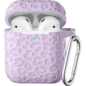 for Airpod Case & Airpods 2nd Generation Case Leropard Engraved Skin Cover Compatible with Apple AirPods 2nd/1st Charging Case,Cute Soft Silicone Full Protective, Front LED Visible, Black