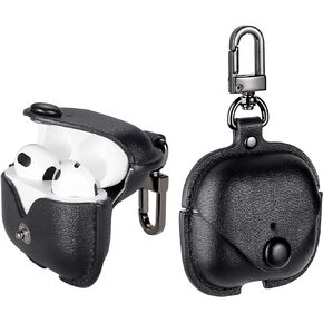 غطاء حافظة MODOS LOGICOS لجهاز Air Pods 3 (2021)، حافظة من جلد البقر Crazy Horse مع قفل آمن متوافق مع حافظة شحن Apple AirPods الجيل الثالث - بني in Saudi Arabia