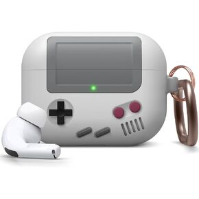 elago AW5 Compatible with Airpods Pro Case, Classic Handheld Game Console Design Case with Keychain, Durable Silicone Construction, MagSafe Compatible [US Patent Registered] [Light Grey]