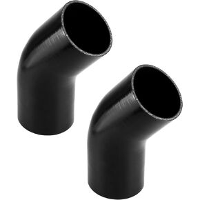 QWORK 45 Degree Elbow Silicone Hose, 2 Pcs 2.5" ID 4-Ply Reinforced Silicone Hose for Turbo, Intercooler and Intake, 5" Long