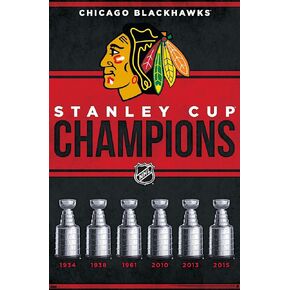 Trends International NHL Chicago Blackhawks - Champions 23 Wall Poster, 34L x 22.4W, Poster & Clip Bundle