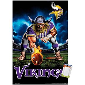 Trends International NFL Minnesota VIkings - 3 Point Stance 19 Wall Poster, 22.375" x 34", Premium Unframed Version