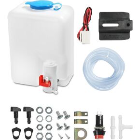 Universal Windshield Washer Bottle,12V Car Windshield Washer Pump Fluid Reservoir Sprayer Kit,Washer Fluid Reservoir Bottle Kit with Pump Jet Button Switch,Replace OEM: 160186
