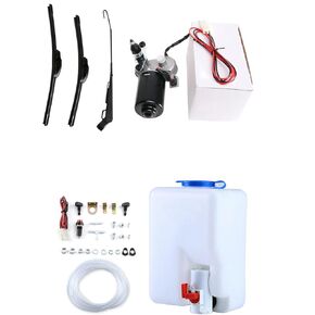 110 Degree Motor 12V Electric Motor UTV Windshield Bottle Washer Kit Fits Polaris Ranger RZR General Golf Cart Tractor Can Am Commander UTV Windshield Wiper Washer Turbo Pump Kit 2 Blades in Kuwait