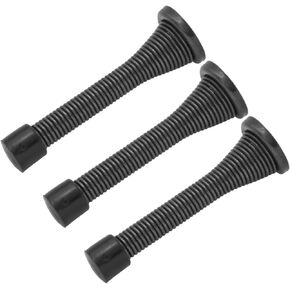 QCAA 'Flexible Spring Door Stop Bumper, 3-1/8", Steel, Brush Nickel, 3 Pack, Made in Taiwan