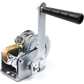 1200lbs Hand Winch Heavy Duty Boat Winch Two-Way Ratchet Gear Manual Winch Crane Weight Moving Nylon Strap for ATV Truck Towing Rope Winch