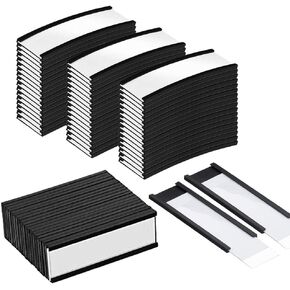 50 PCS Magnetic Data Card Holders Magnetic Labels with 50 Magnets and 50 Cards for Metal Shelving, Metal Racks, Metal Mailboxes (1 x 2 Inch)