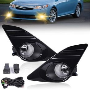 Fog Lights for 2012 2013 2014 Toyota Camry, Front Bumper Driving Fog Lamps Kit w/Bezel & Switch Wiring (chrome cover)