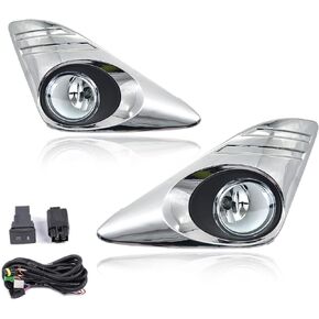 Fog Lights for 2012 2013 2014 Toyota Camry, Front Bumper Driving Fog Lamps Kit w/Bezel & Switch Wiring (chrome cover)