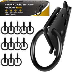 12Pcs E Track D Ring Tie-Down Anchors|E Track Accessories for Enclosed|ETrack System for Trailer Accessories for Bikes in Trailers, Pickups, Trucks，Motorcycle Anchor, Wheel Chock & Equipment(Black)