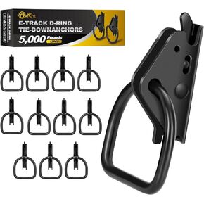 12Pcs E Track D Ring Tie-Down Anchors|E Track Accessories for Enclosed|ETrack System for Trailer Accessories for Bikes in Trailers, Pickups, Trucks，Motorcycle Anchor, Wheel Chock & Equipment(Black)