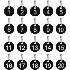 dedoot Numbers Tags, Plastic Numbered Tags Round Numbered Key Tag Key Chains