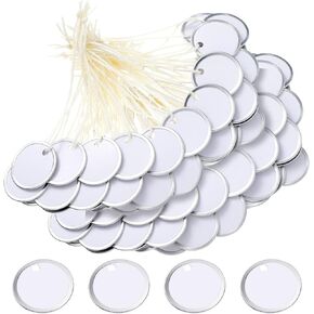 Metal Rim Tags Key Tags Round Blank Paper Tags with Knotted Strings Attached for Car Keys and Door Keys (50)