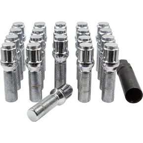 Wheel Accessories Parts 20 Pcs 15mm 1.25 Thread Acorn Seat Lug Bolt Car Spline 40mm Thread Length Chrome Fits 2019+ Mercedes GLE GLS | 2021+ Maybach GLS 600