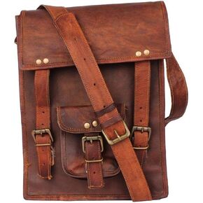 Ls 9X11 Inch Leather Vintage Cross Body Messenger Courier Satchel Bag Gift Men Women ~ Business Work Fits Up To 11" Laptop Carry Ipad Book