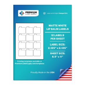 Premium Label Supply White Sticker Lip Balm Labels – 2.125" x 2.125" – Laser/Inkjet Compatible – (12 per Sheet), 25 Sheets – 300 Total Adhesive Labels