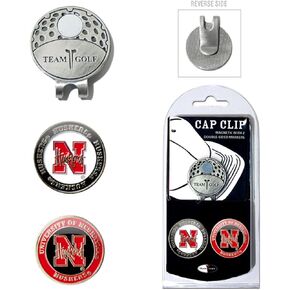 Team Golf NCAA Golf Cap Clip with 2 Removable Double-Sided Enamel Magnetic Ball Markers, Attaches Easily to Hats