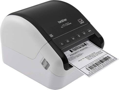 Brother QL-1110NWB طابعة ملصقات حرارية احترافية للتنسيقات العريضة والشحن والبريد والباركود مع اتصال لاسلكي (تجديد RQL1110NWB) in Saudi Arabia