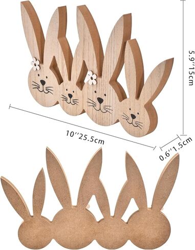 لافتات خشبية لطاولة أرنب عيد الفصح، مكعبات تمثال أرنب لديكور عيد الفصح، ديكورات سطح الطاولة الريفية لمزرعة عيد الفصح لطاولة المطبخ المركزية (الخشب) in Kuwait